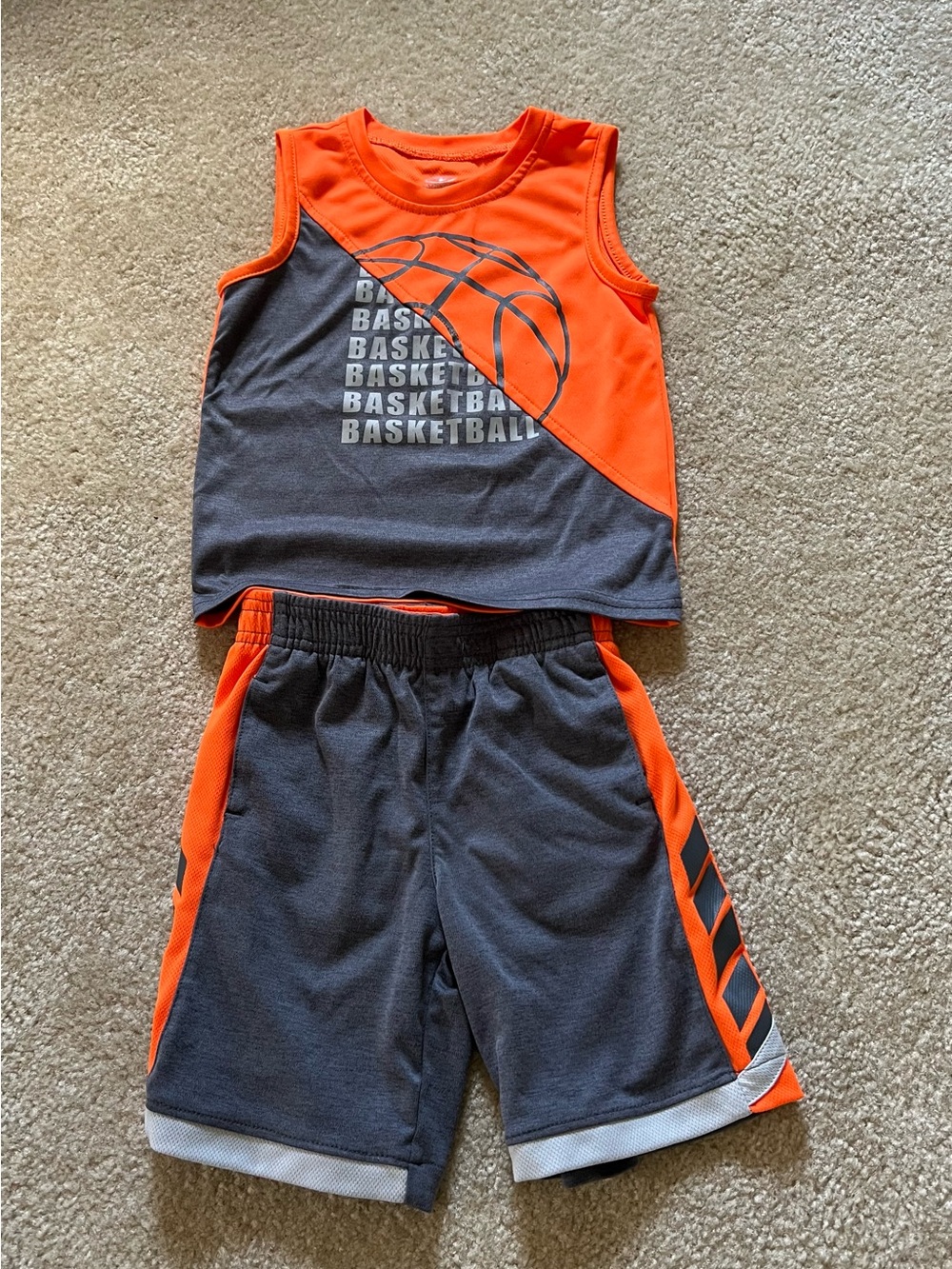 Athletic Works Orange & Gray Boys' Basketball Tank and Shorts Set